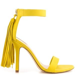 yellow tassel heels